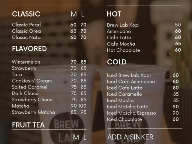 brew lab menu